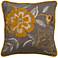 Gray and Mustard 18" Square Floral Throw Pillow