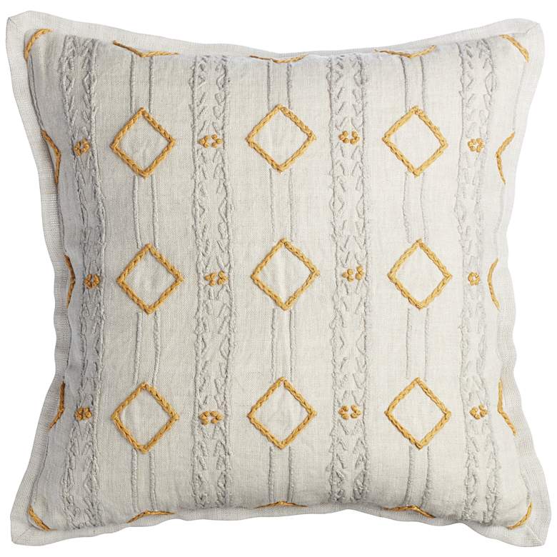 Image 1 Gray and Turmeric Diamond 18 inch Square Throw Pillow