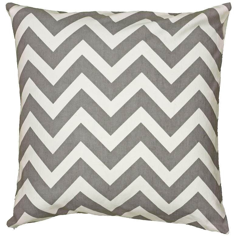 Image 1 Gray and White Chevron 18 inch Square Throw Pillow