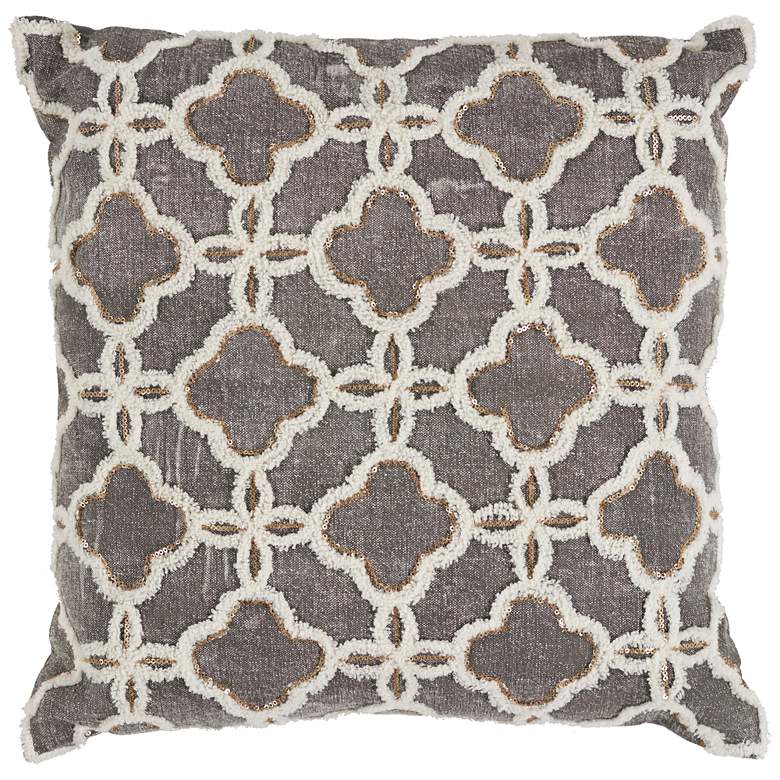Image 1 Gray Arabesque 18 inch Square Throw Pillow