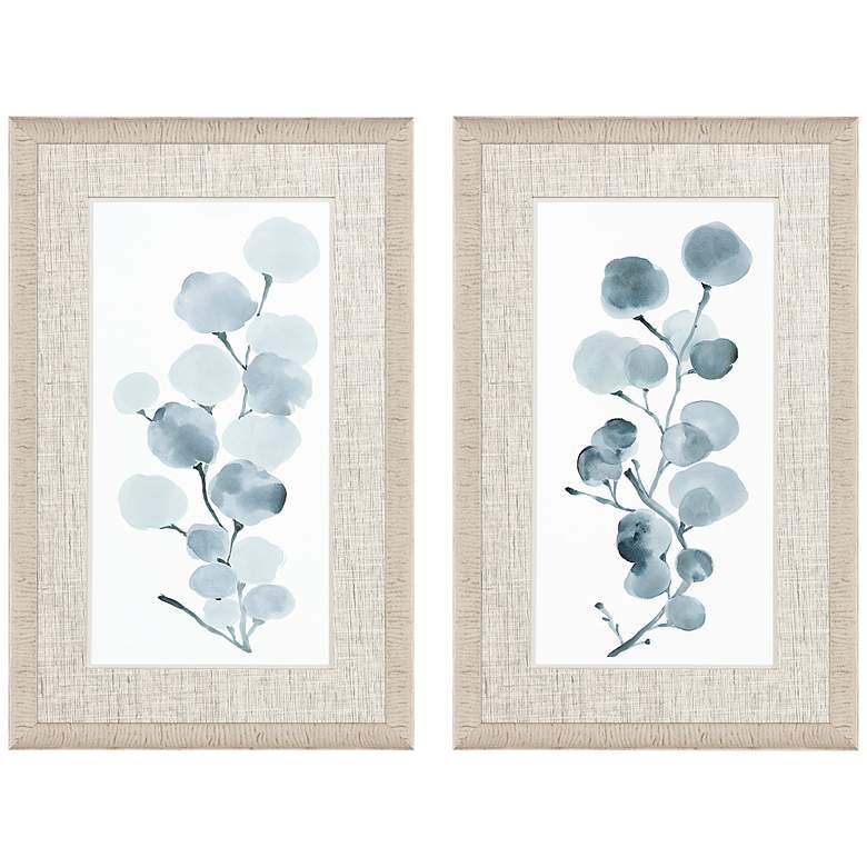 Image 1 Gray Botanical 32" High 2-Piece Framed Giclee Wall Art Set