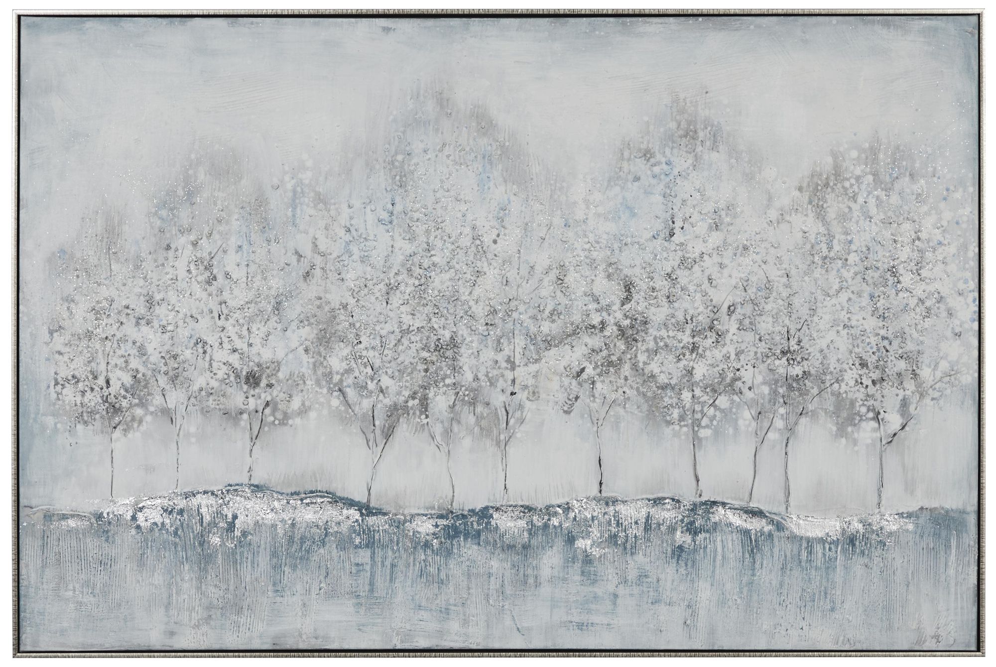 Gray Canvas Contemporary Framed Wall Art, 47" x 2" x 32"