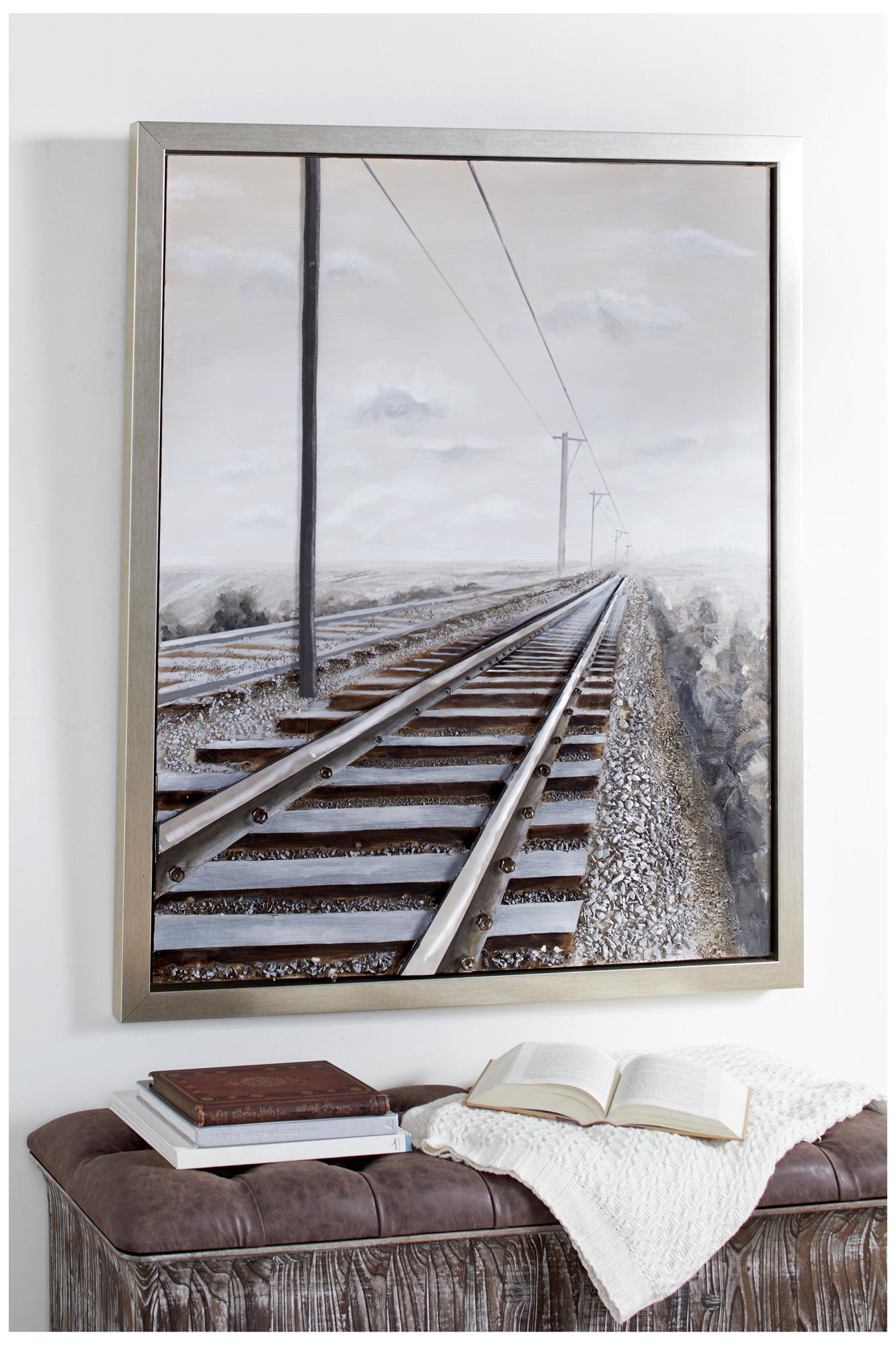 Image 4 Gray Canvas Industrial Framed Wall Art, 44" x 2" x 53" more views