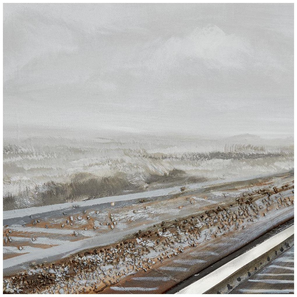 Gray Canvas Industrial Framed Wall Art, 44" x 2" x 53"