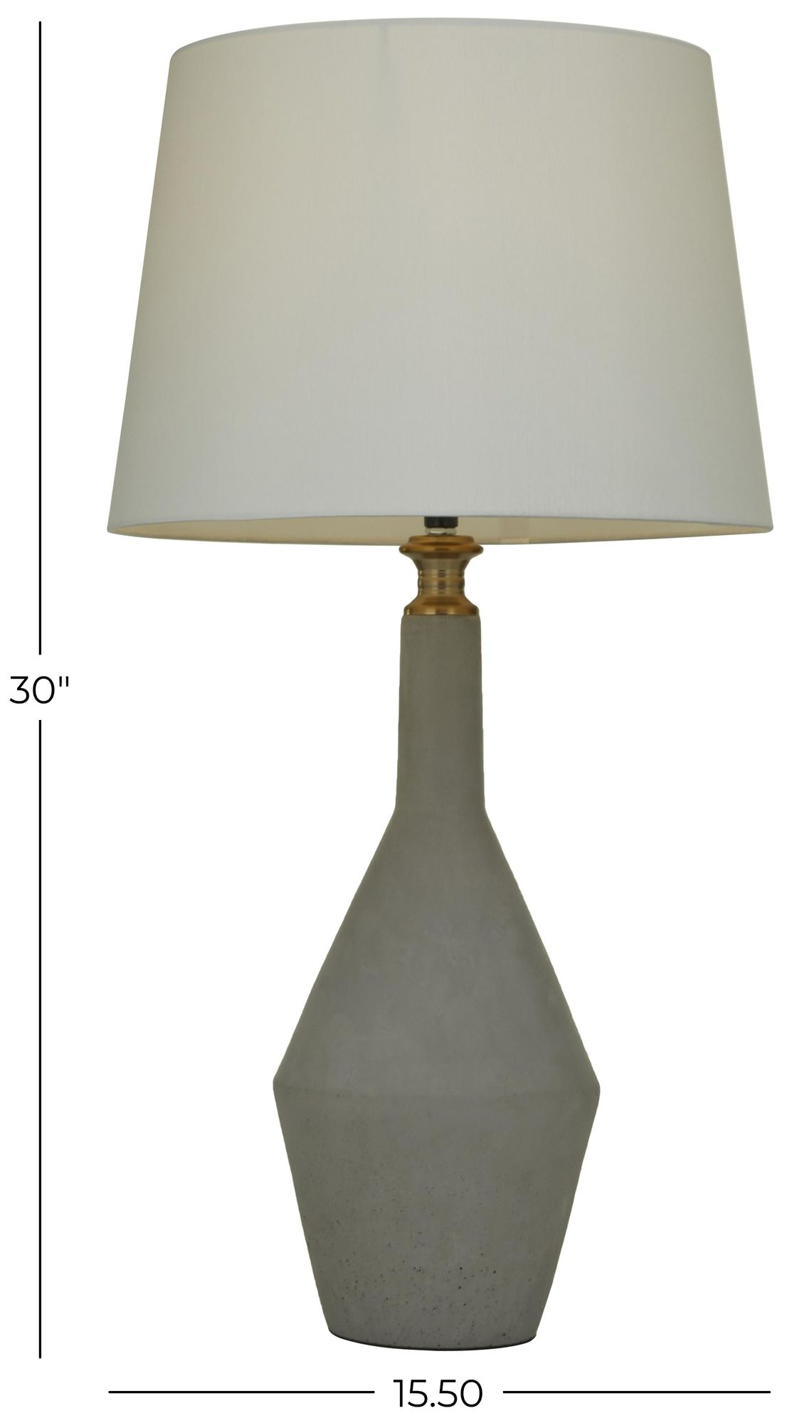 Gray Cement Stone Modern Table Lamp, 16" x 16" x 30"