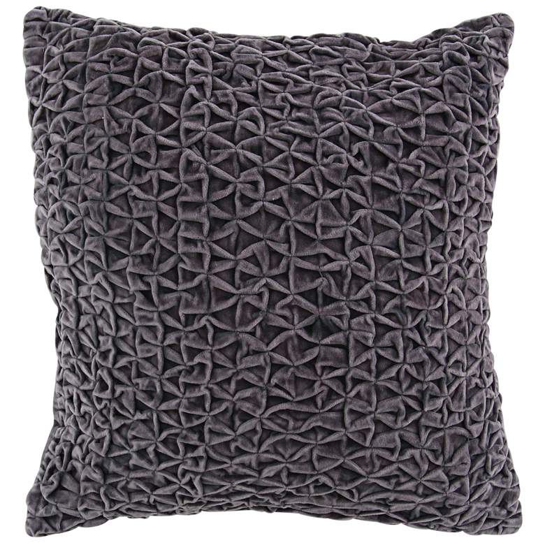 Image 1 Gray Cotton Velvet 20" Square Decorative Pillow