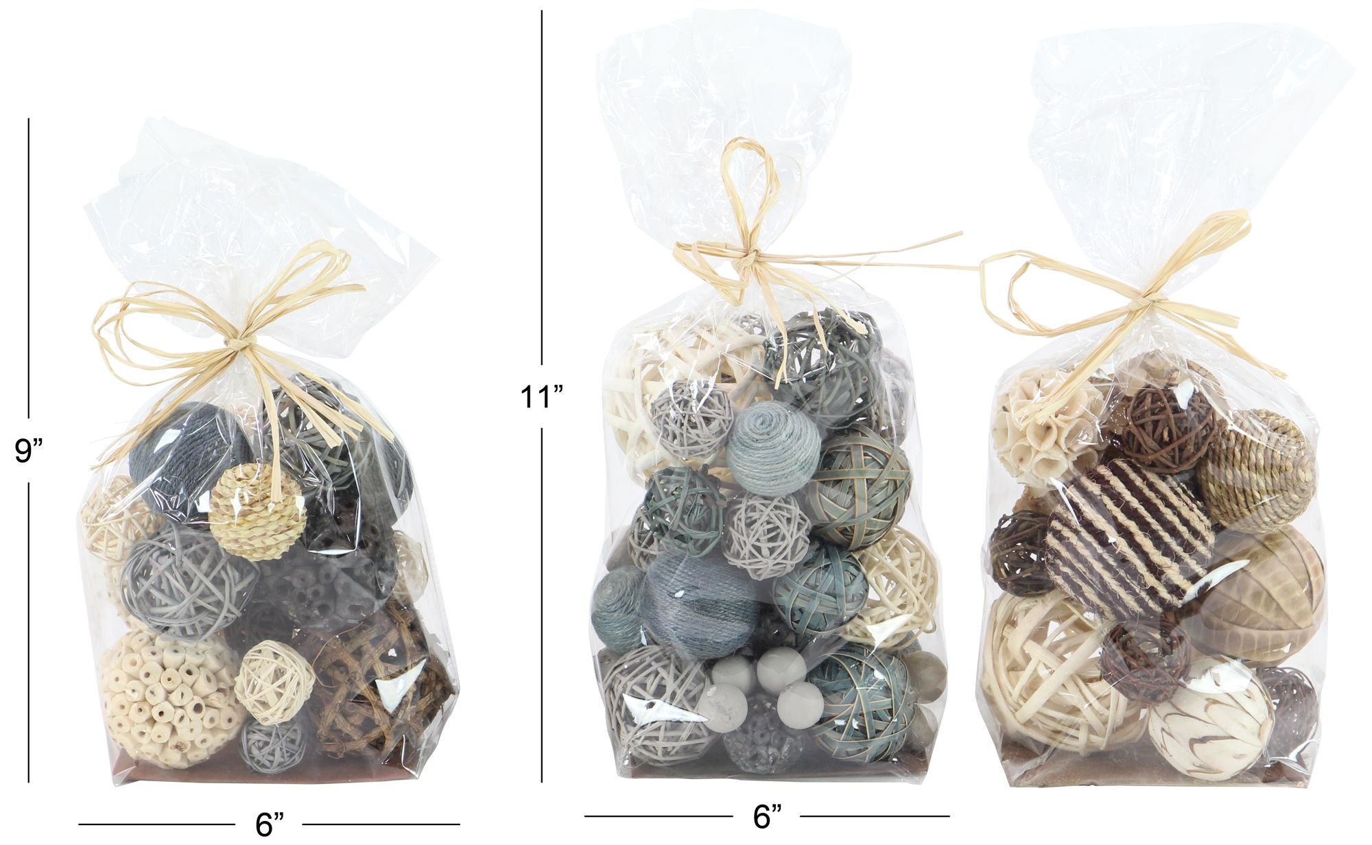 Image 7 Gray Dried Plant Coastal Orbs & Vase Filler, S/3 6"W, 11"H more views