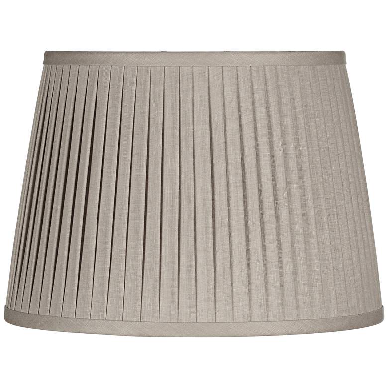 Image 1 Gray Drum Knife Pleat Linen Shade 11x14x10 (Spider)