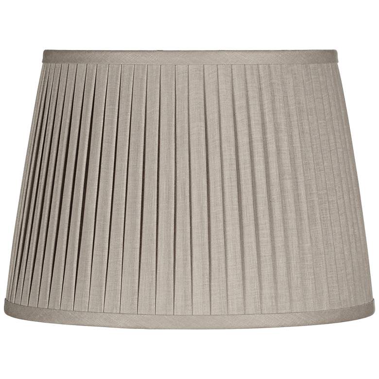 Image 1 Gray Drum Knife Pleat Linen Shade 13x16x10 (Spider)