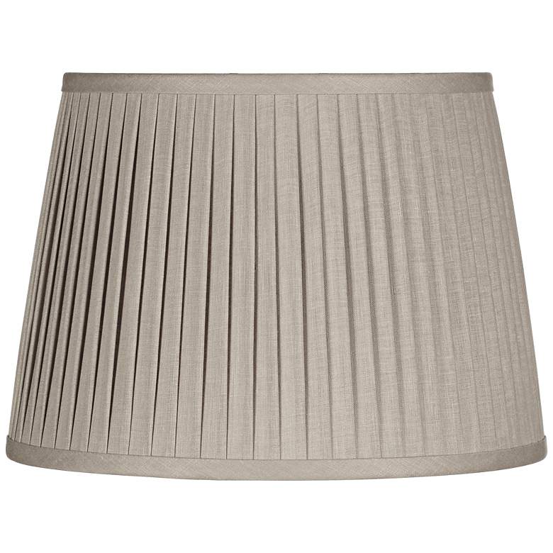 Image 1 Gray Drum Knife Pleat Linen Shade 14x17x11 (Spider)