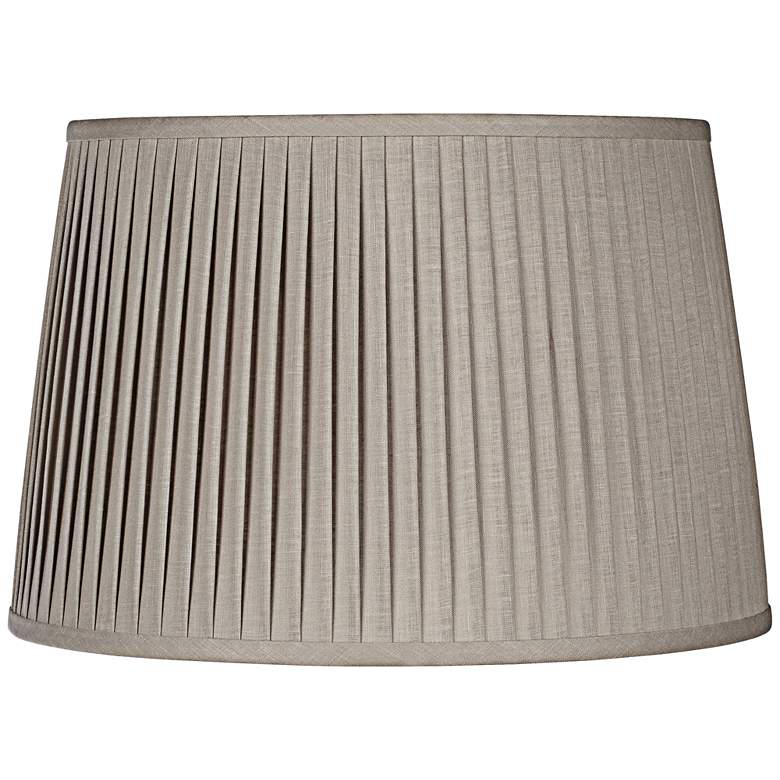 Image 1 Gray Drum Knife Pleat Linen Shade 16x19x12 (Spider)