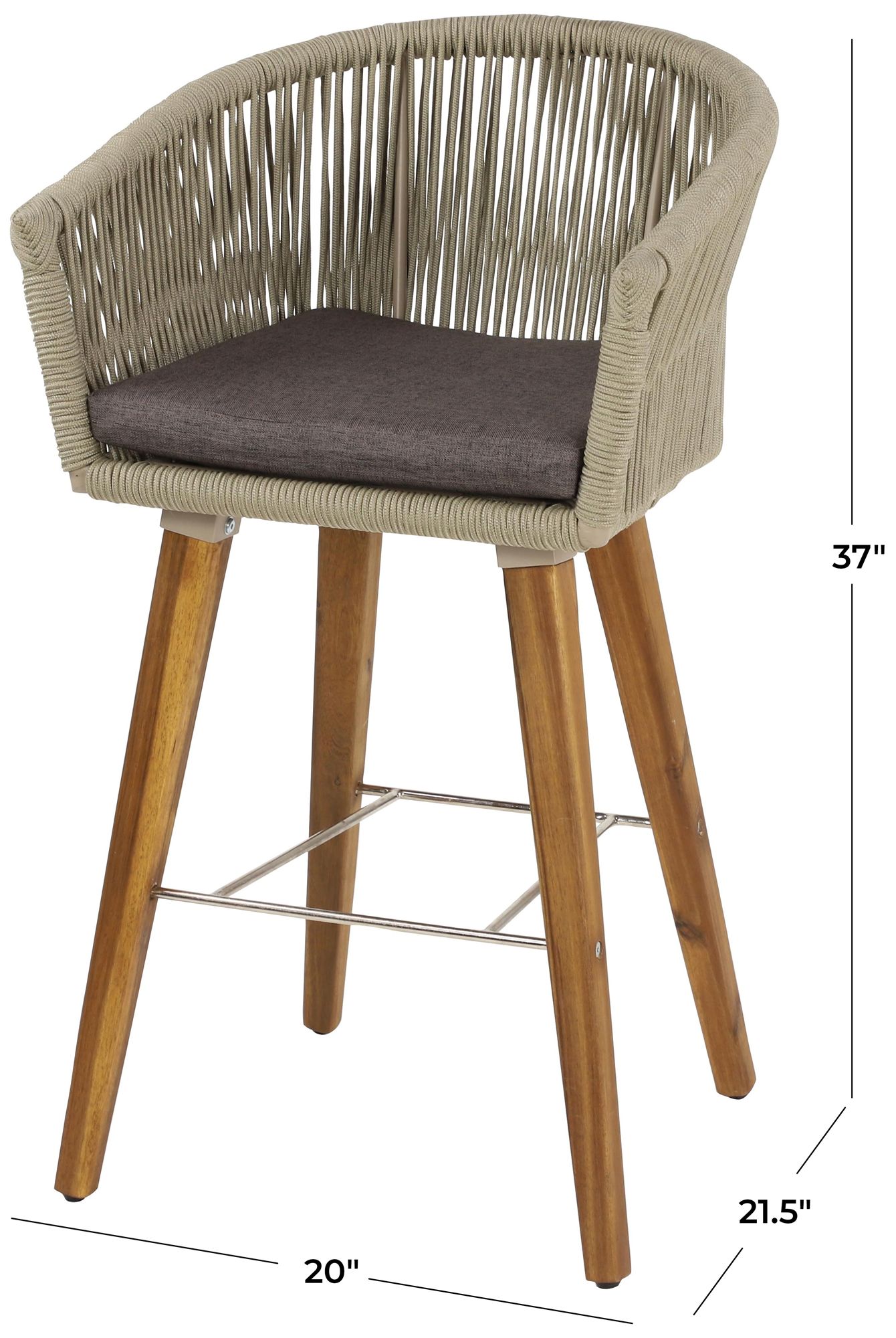 Image 7 Gray Fabric Modern Bar Stool, 22" x 20" x 37" more views