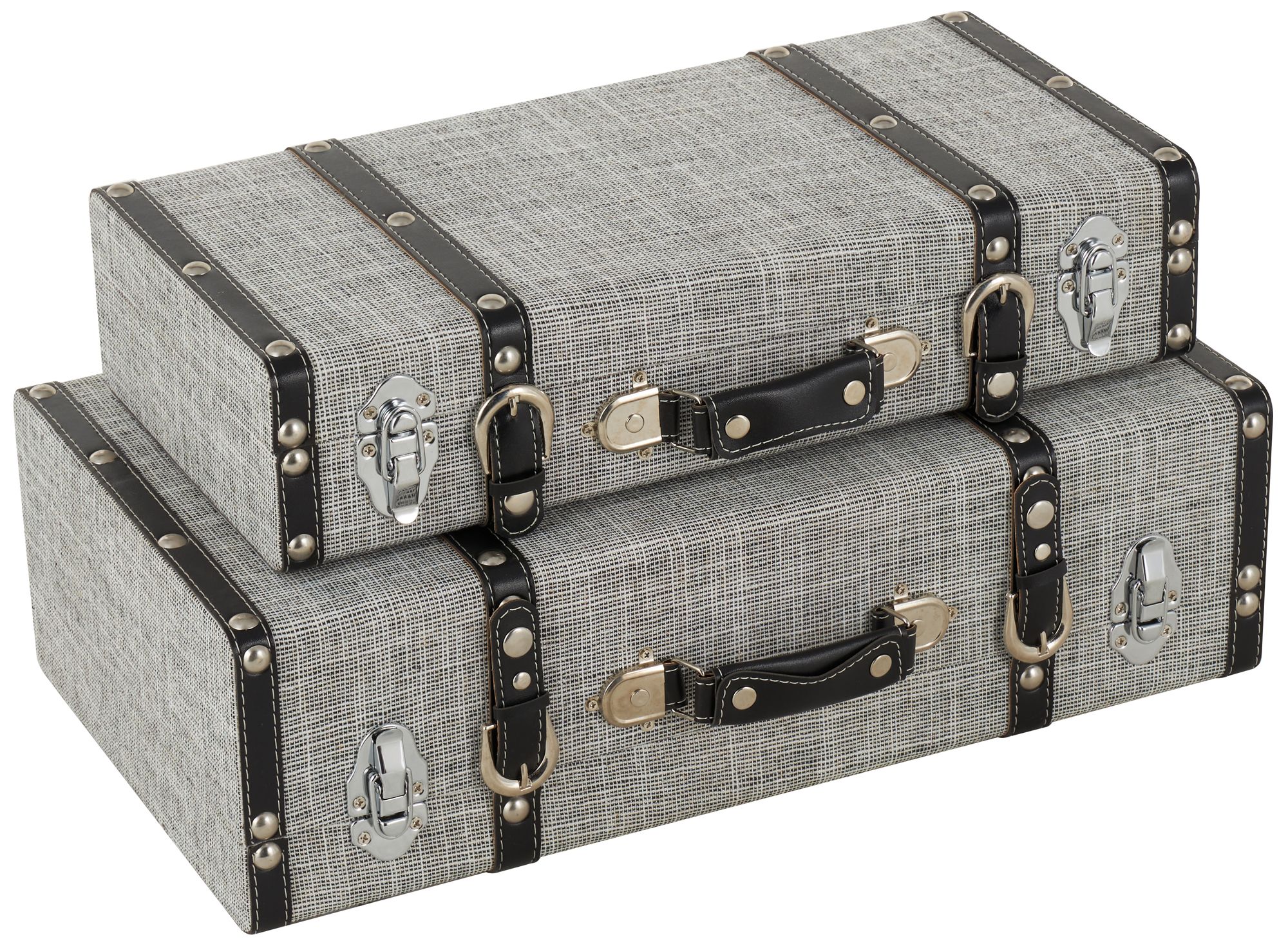 Image 6 Gray Fabric Modern Trunk, S/2 21", 19"W more views