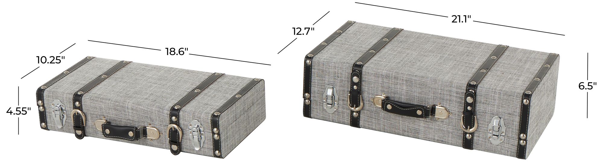 Image 7 Gray Fabric Modern Trunk, S/2 21", 19"W more views