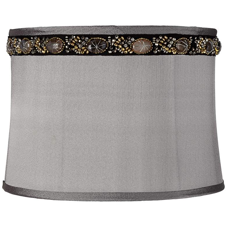 Image 1 Gray Faux Marble Trim Drum Lamp Shade 13x14x10 (Spider)