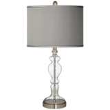 Gray Faux Silk Apothecary Clear Glass Table Lamp