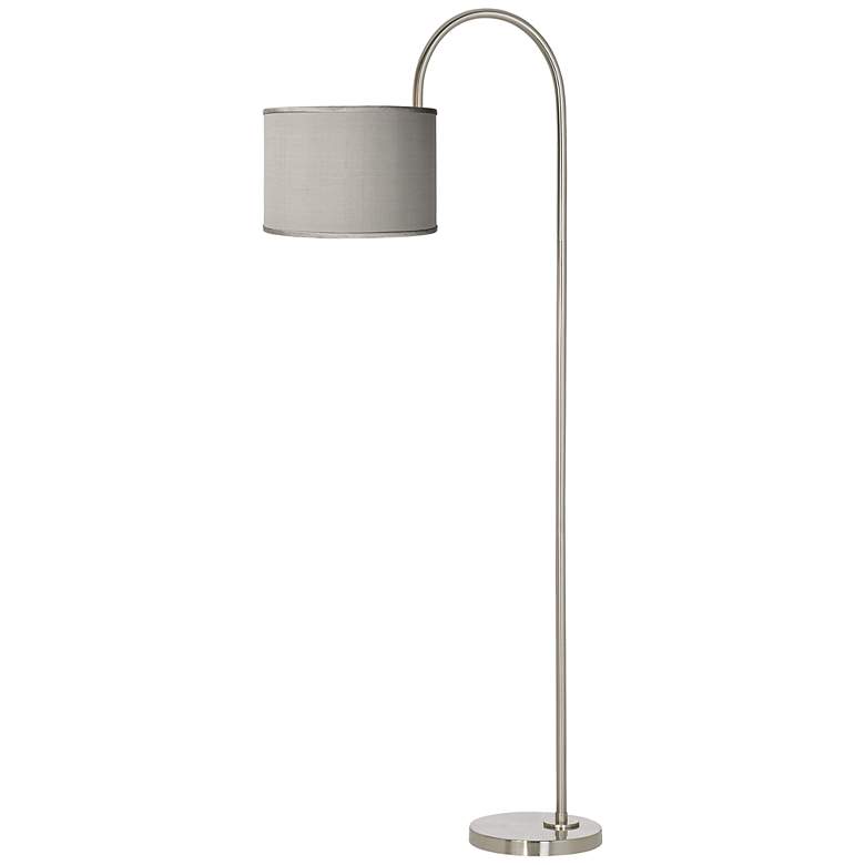 Image 1 Gray Faux Silk Arc Tempo Floor Lamp