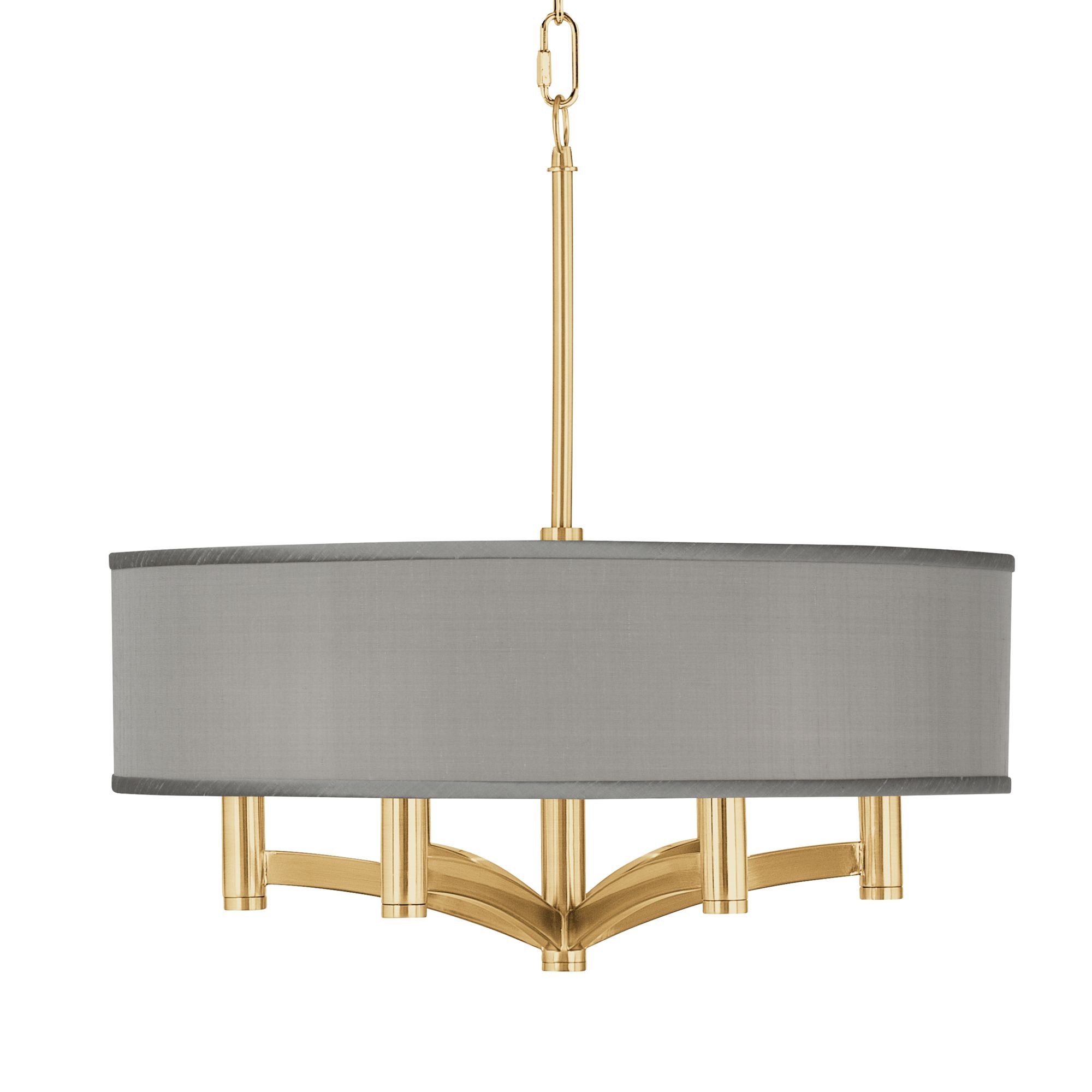Image Gray Faux Silk Ava 6-Light Gold Pendant Chandelier