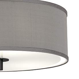 Image3 of Gray Faux Silk Black 14" Wide Ceiling Light more views