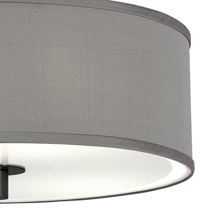 Image 3 Gray Faux Silk Black 14" Wide Ceiling Light more views