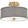 Gray Faux Silk Gold 14" Wide Ceiling Light