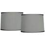 Gray Faux Silk Set of 2 Drum Lamp Shades 13x14x10 (Spider)