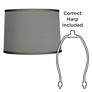Gray Faux Silk Set of 2 Drum Lamp Shades 13x14x10 (Spider)