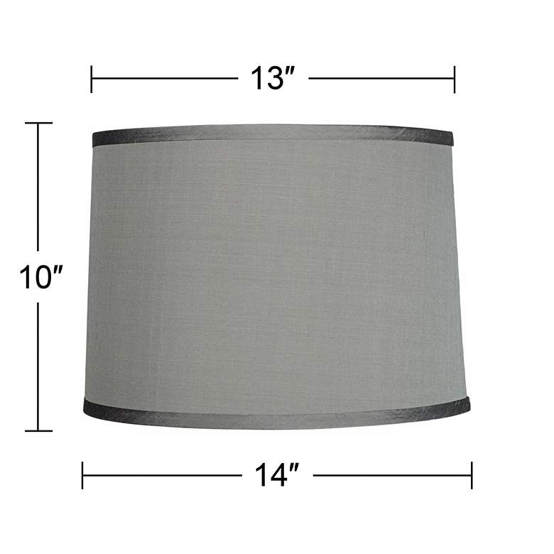 Image 6 Gray Faux Silk Set of 2 Drum Lamp Shades 13x14x10 (Spider) more views