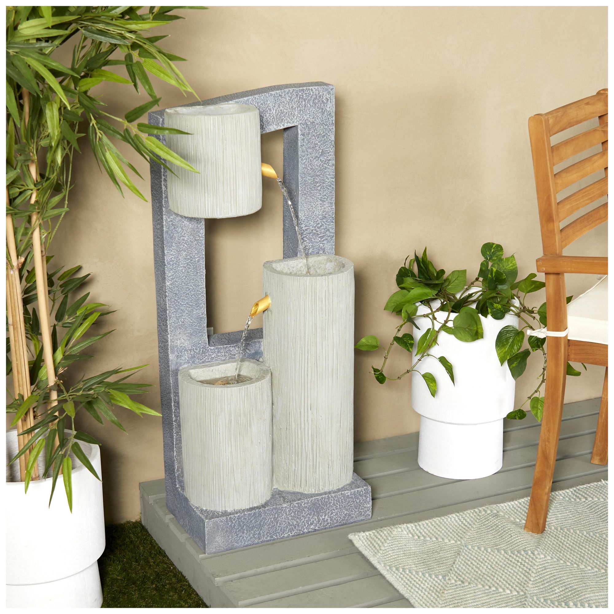 Image 4 Gray Fiberglass Contemporary Fountain, 16" x 11" x 38" more views