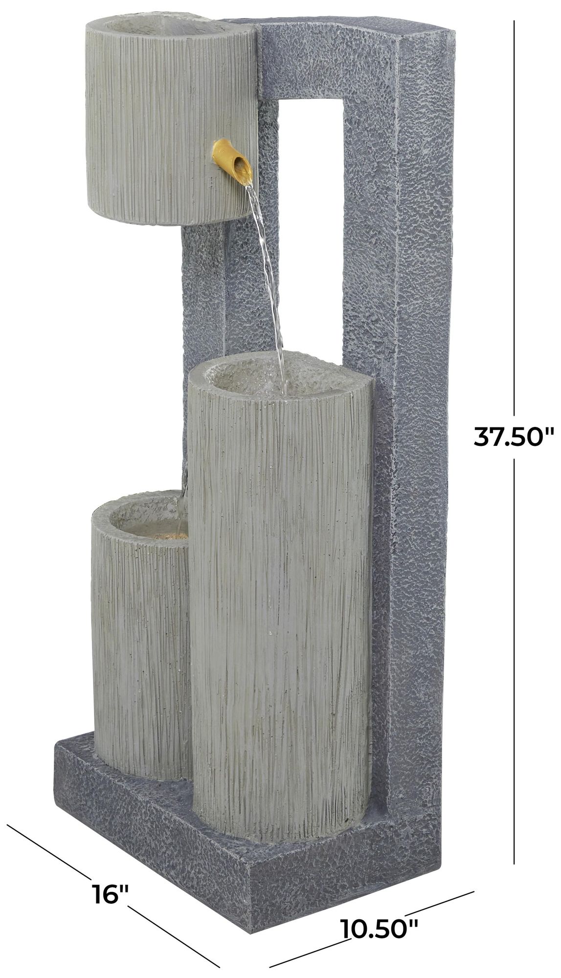 Image 7 Gray Fiberglass Contemporary Fountain, 16" x 11" x 38" more views