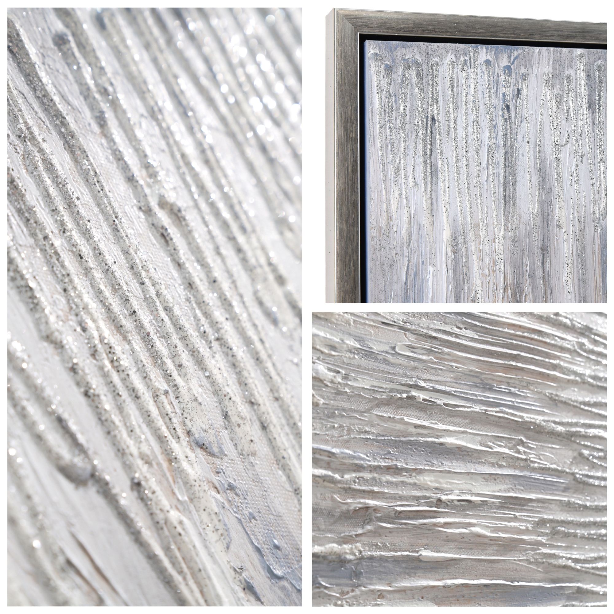 Gray Field 72" Wide Textured Metallic Framed Canvas Wall Art in scene