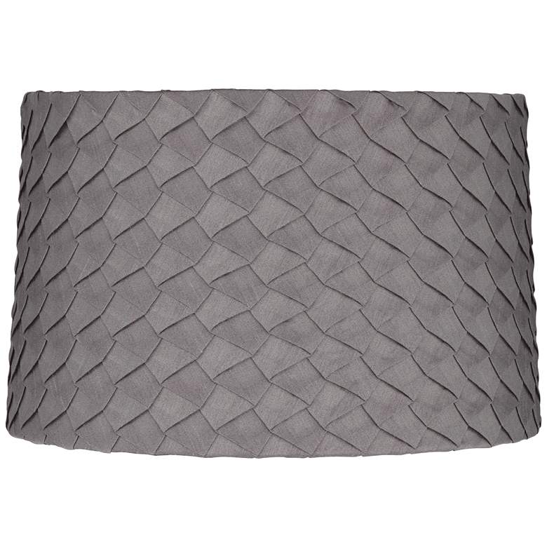 Image 1 Gray Folded Pleat Fabric Drum Lamp Shade 13x14x9 (Spider)