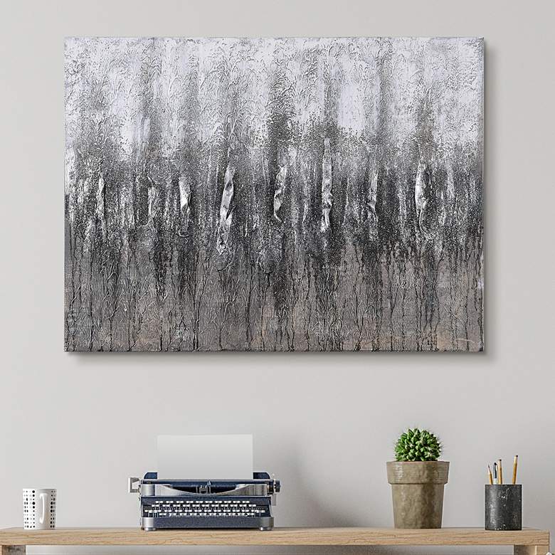 Gray Frequency 40&quot; Wide Textured Metallic Canvas Wall Art