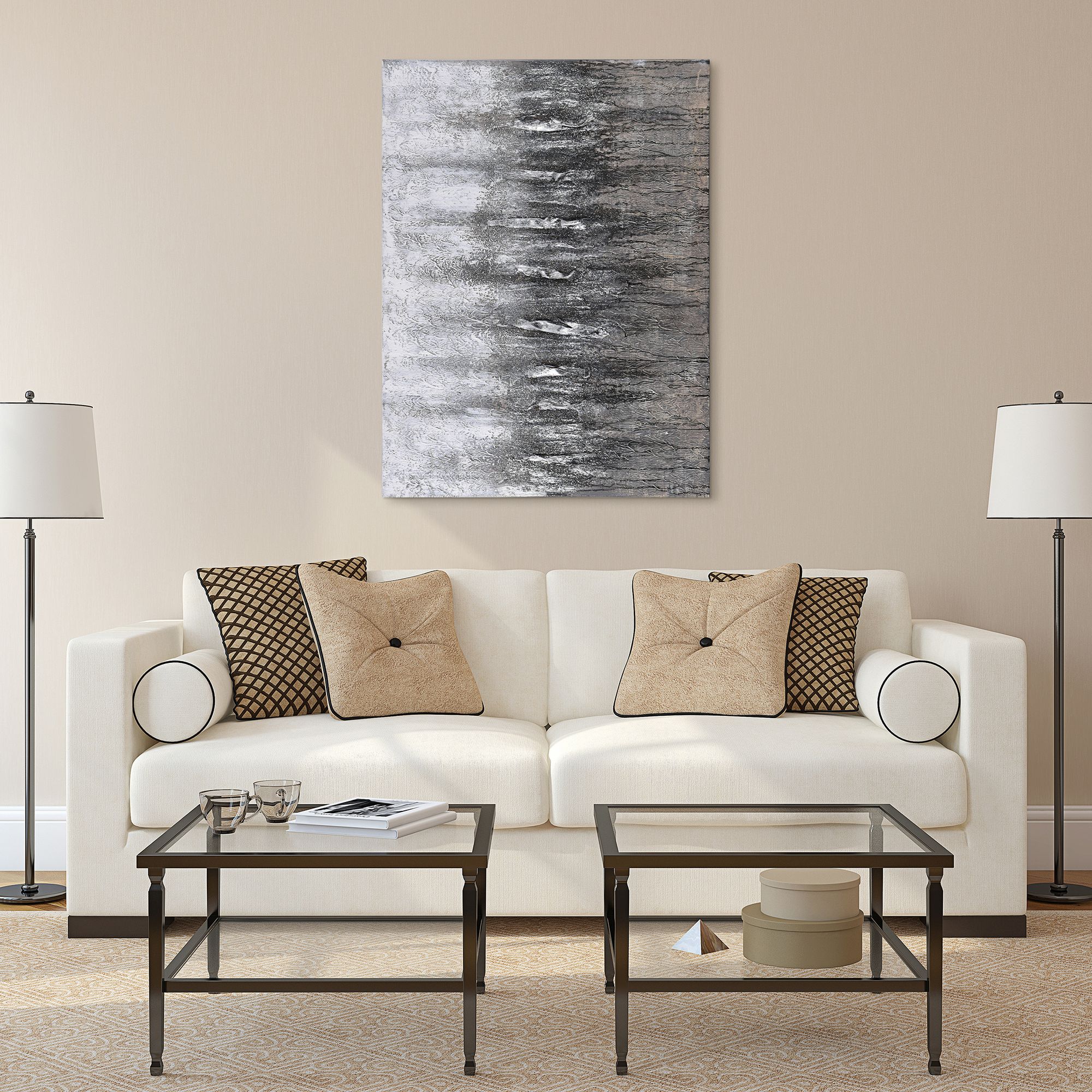Gray Frequency 40" Wide Textured Metallic Canvas Wall Art in scene