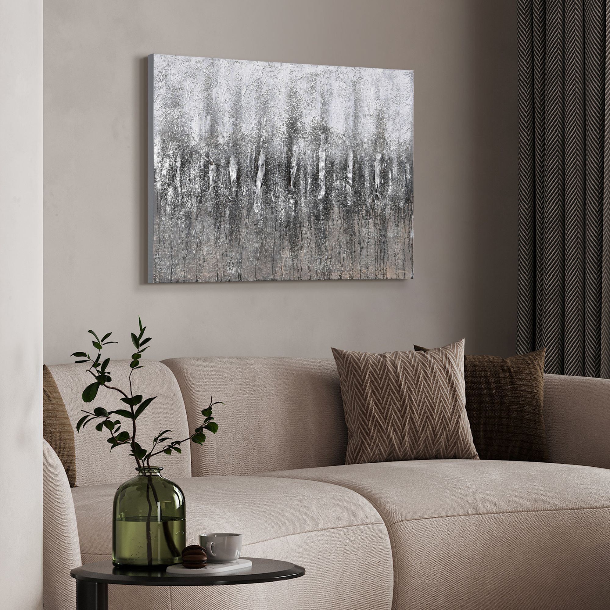Gray Frequency 40" Wide Textured Metallic Canvas Wall Art in scene