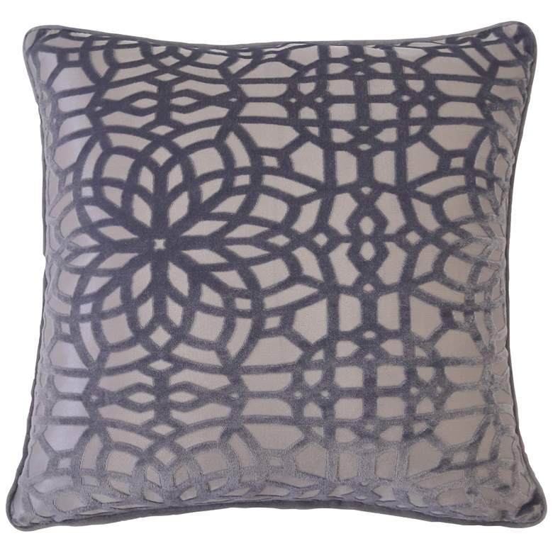 Gray Geometric Velvet 20&quot; Square Decorative Pillow