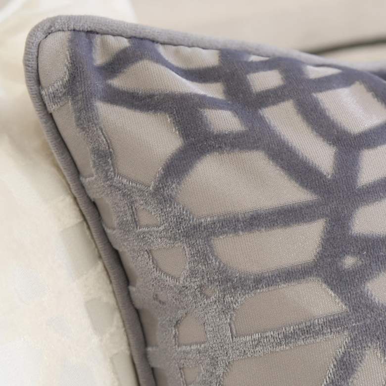 Image 5 Gray Geometric Velvet 20 inch Square Decorative Pillow more views