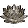 Gray Glass 9 1/4" Wide Crystal Lotus Candle Holder