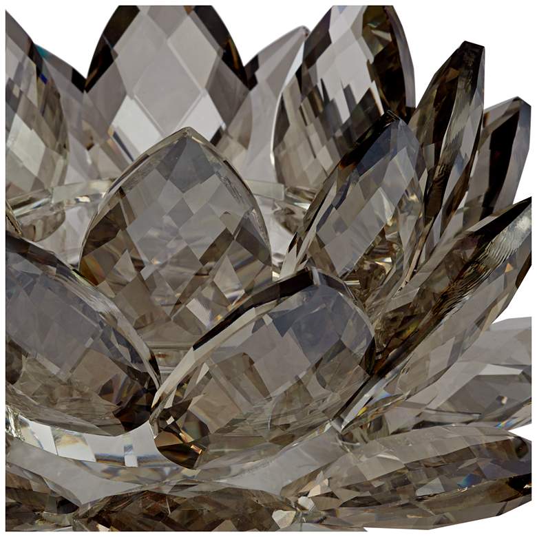 Image 3 Gray Glass 9 1/4 inch Wide Crystal Lotus Candle Holder more views