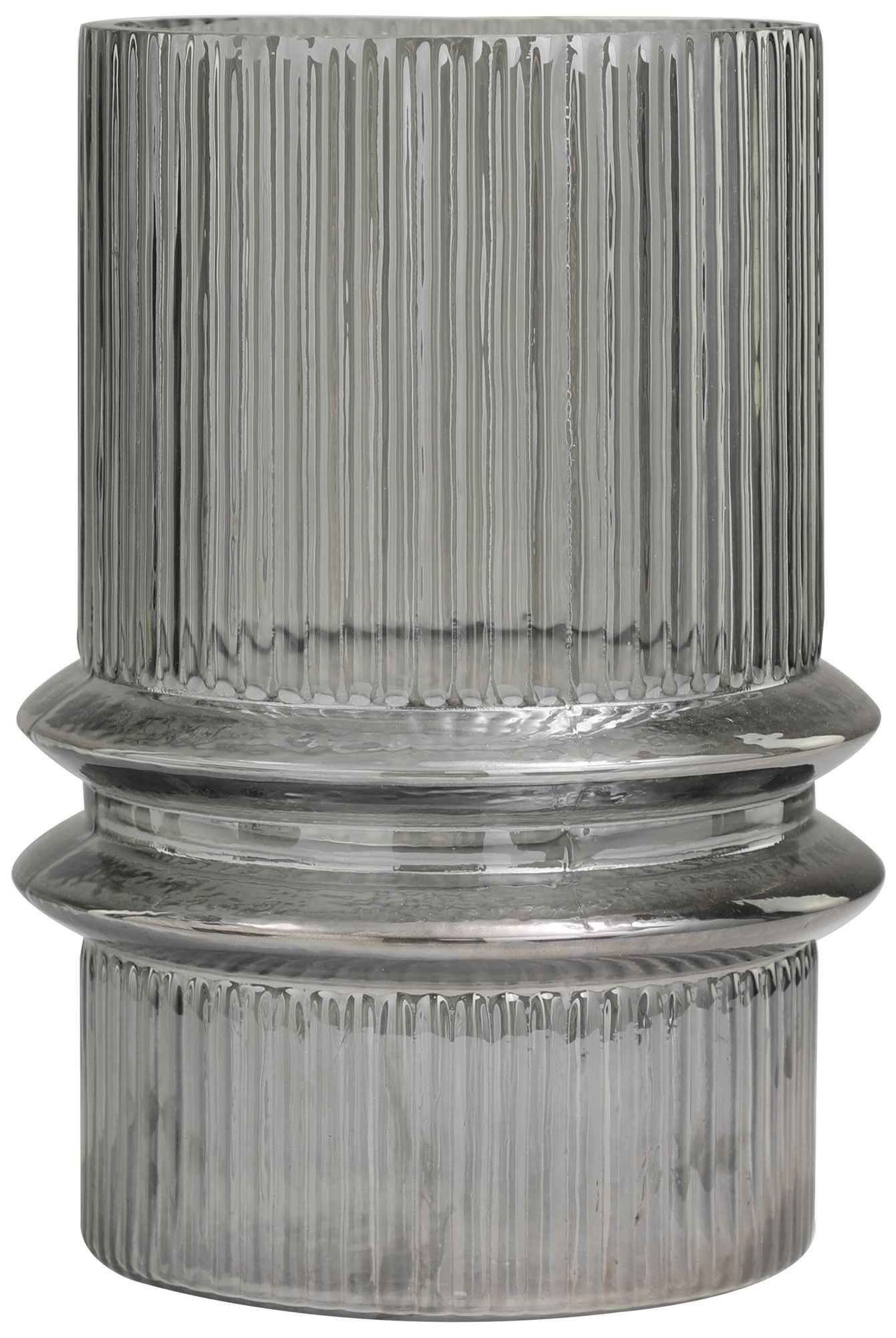Image 4 Gray Glass Modern Candle Holder, 9" x 9" x 12" more views