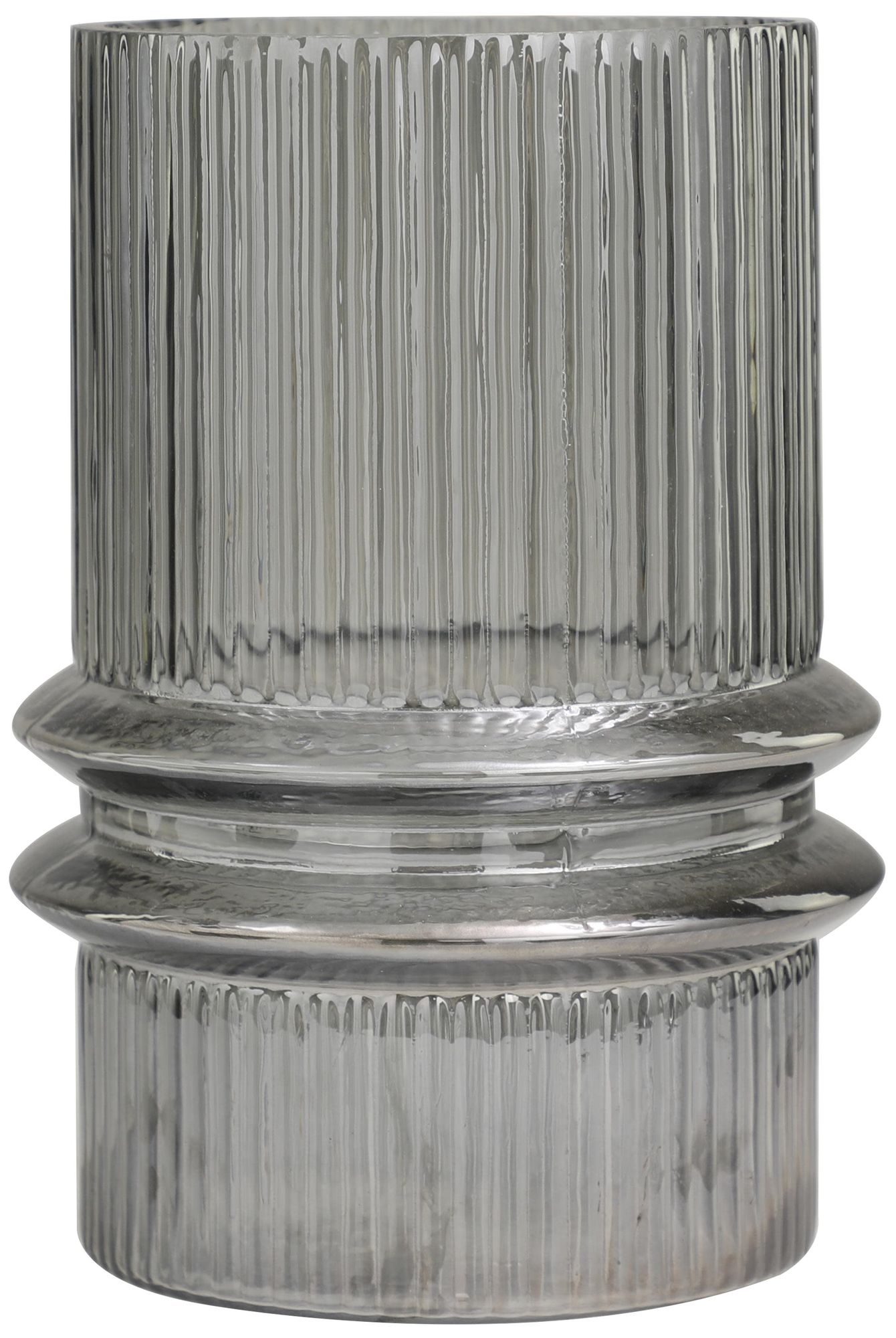 Image 5 Gray Glass Modern Candle Holder, 9" x 9" x 12" more views