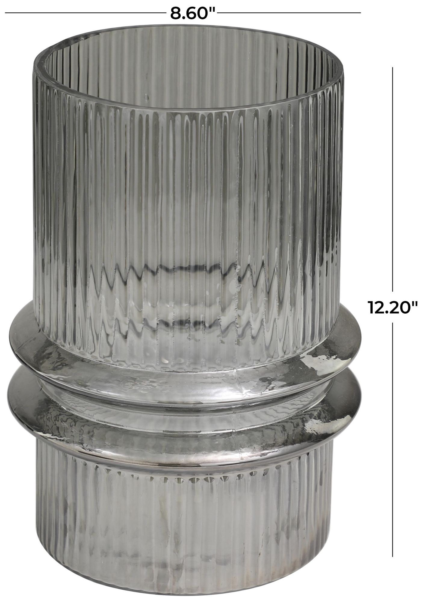 Image 6 Gray Glass Modern Candle Holder, 9" x 9" x 12" more views