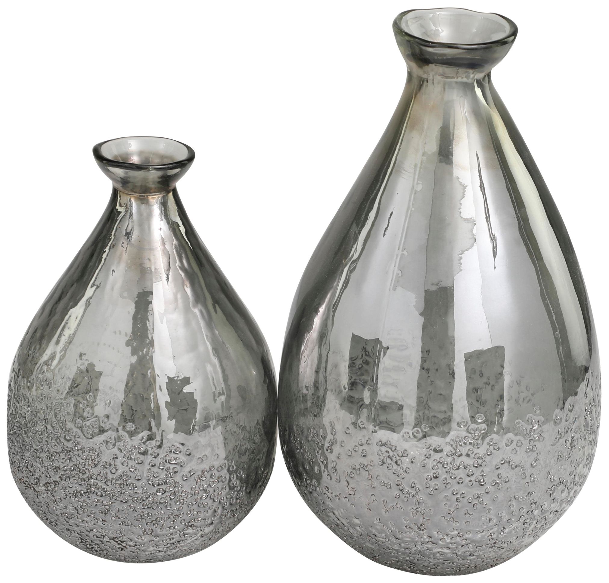 Image 2 Gray Glass Modern Vase, S/2 12", 9"H