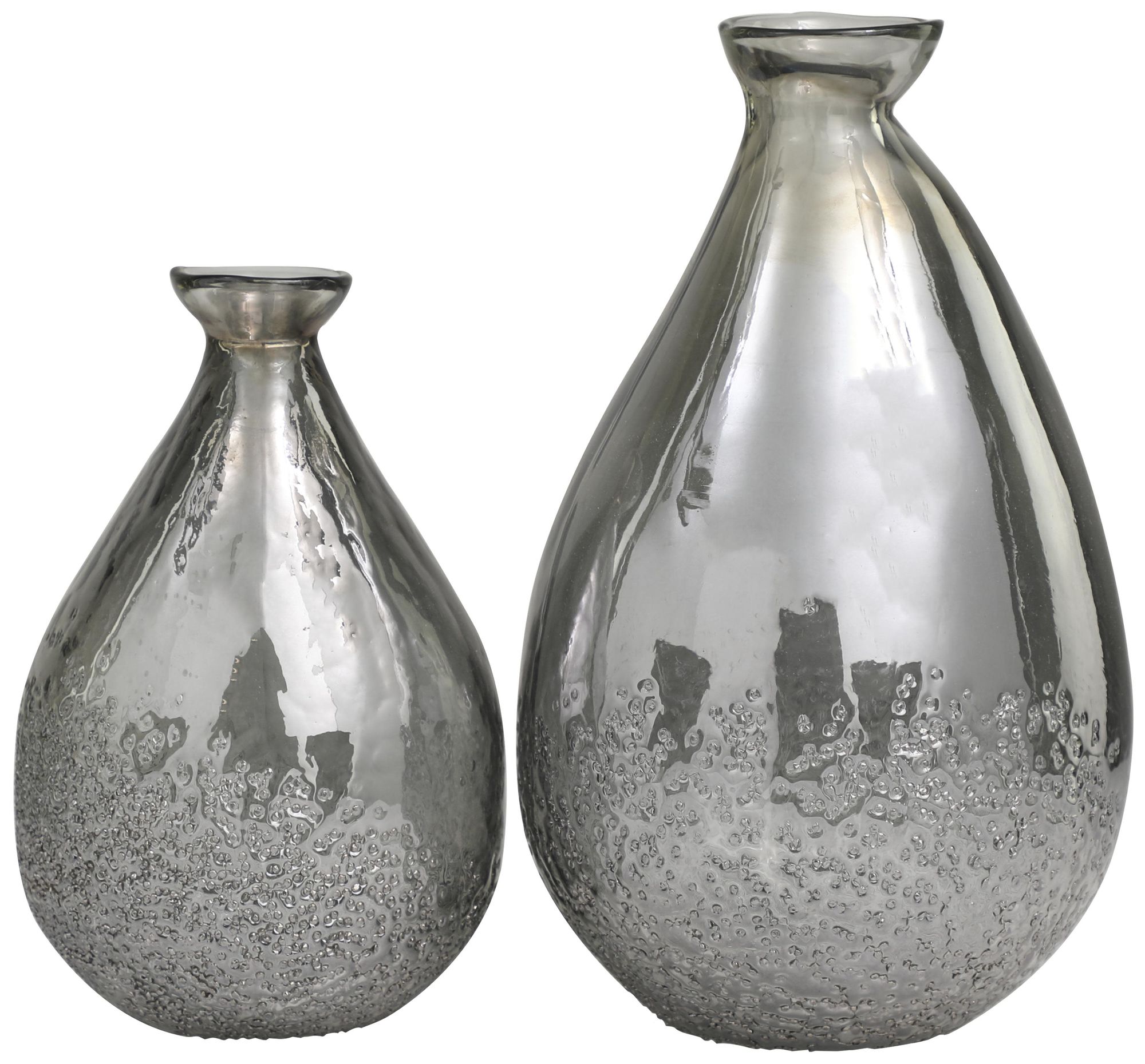 Image 4 Gray Glass Modern Vase, S/2 12", 9"H more views