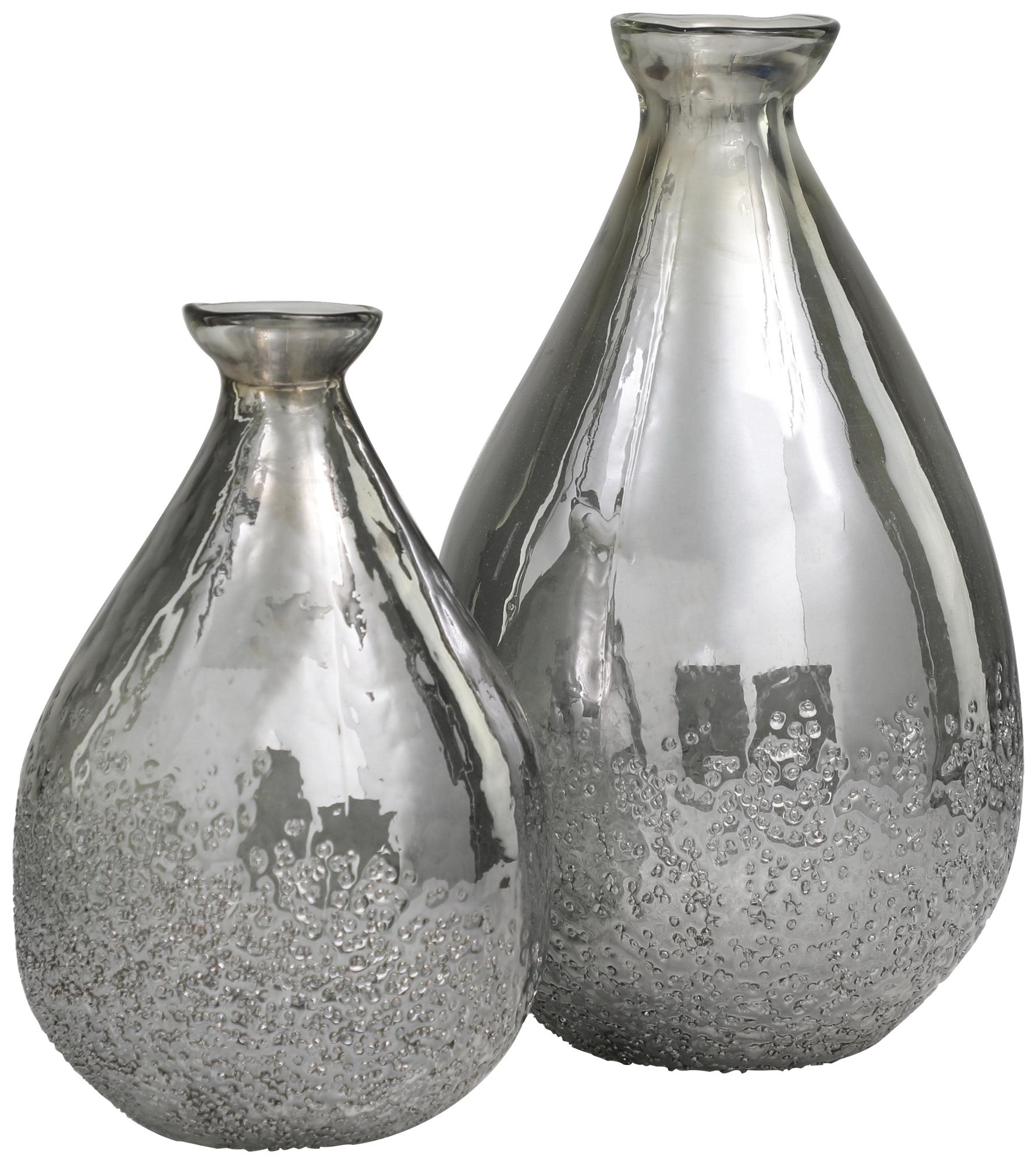 Image 5 Gray Glass Modern Vase, S/2 12", 9"H more views
