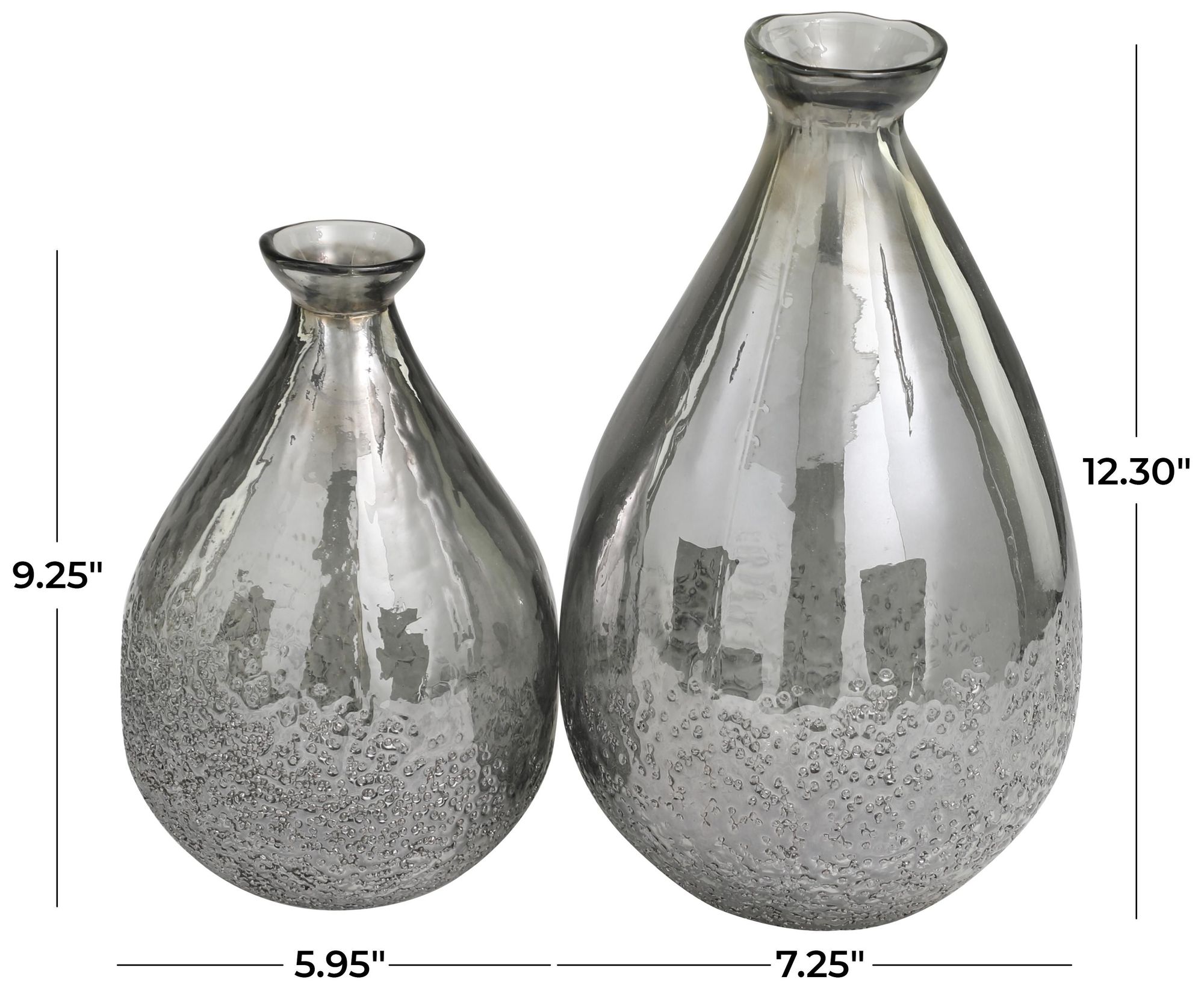 Image 6 Gray Glass Modern Vase, S/2 12", 9"H more views