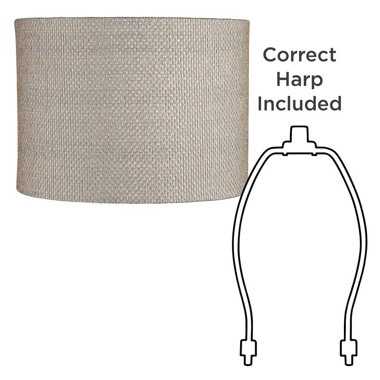 Image 5 Gray Gold Weave Set of 2 Drum Lamp Shades 15x15x11 (Spider) more views