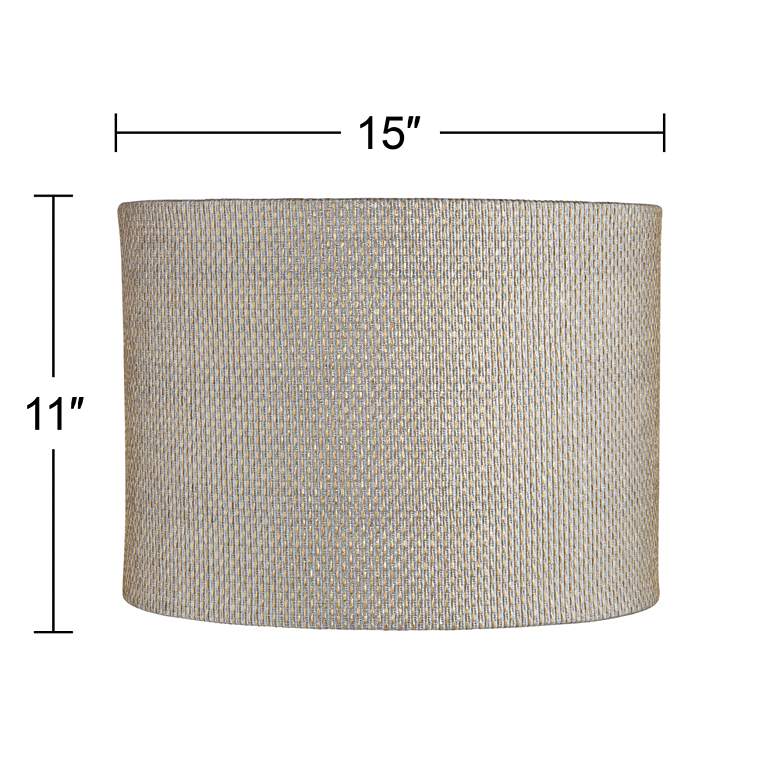 Image 6 Gray Gold Weave Set of 2 Drum Lamp Shades 15x15x11 (Spider) more views