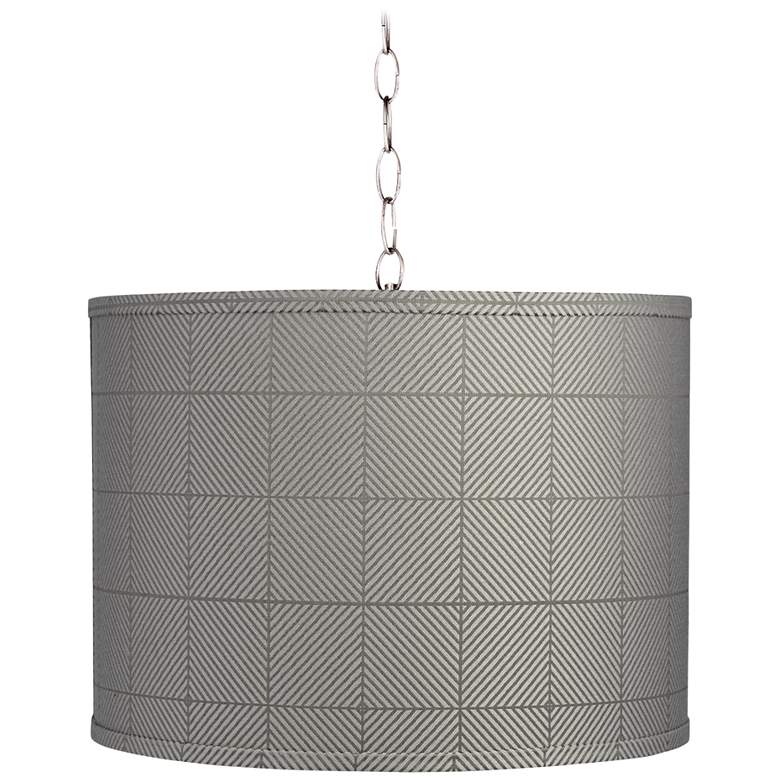 Image 1 Gray Grid 15 inch Wide Brushed Nickel Shaded Pendant Light