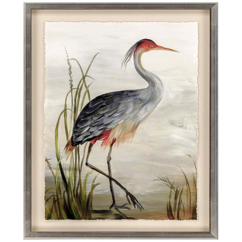 Image 2 Gray Heron 44" High Hand-Finished Framed Wall Art